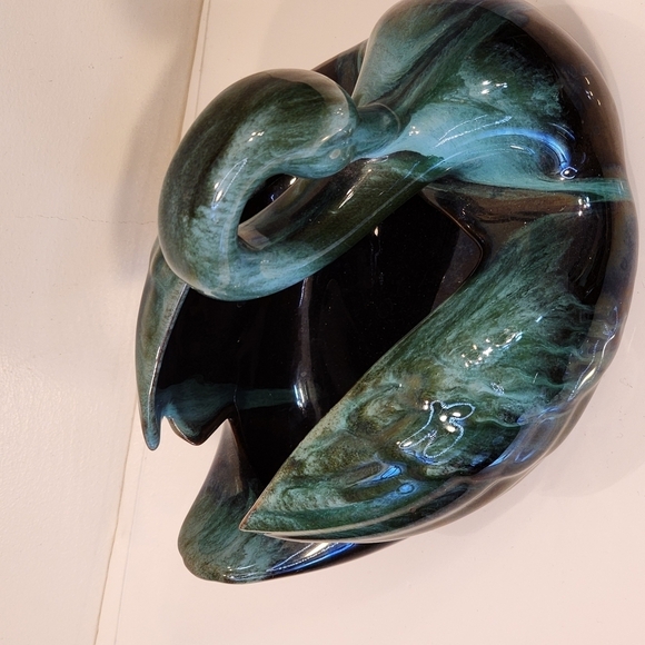 BMP Blue Mountain Pottery Swan Planter Bowl Canada Vintage 5"x7" Metallic Glazed - Picture 7 of 13